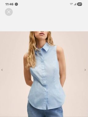 Mango Sleeveless Cotton Blouse in Light Blue Size 4